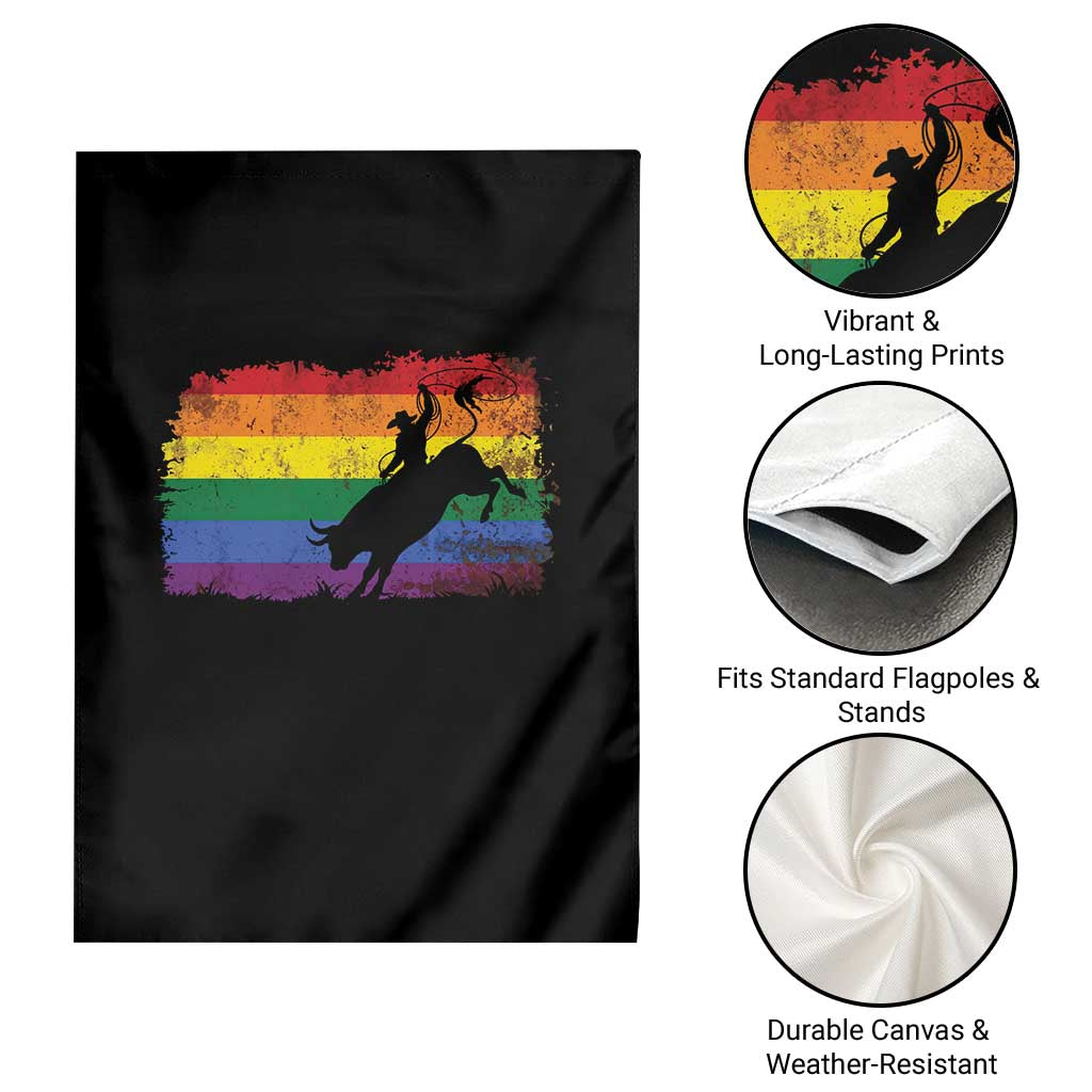 Rodeo Cowboy Bull Rider Western LGBTQ Rainbow Flag Garden Flag TS14 Print Your Wear