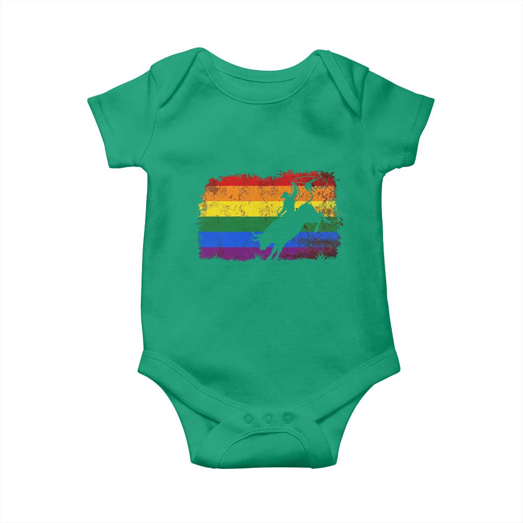 Rodeo Cowboy Bull Rider Western LGBTQ Rainbow Flag Baby Onesie TS14 Irish Green Print Your Wear