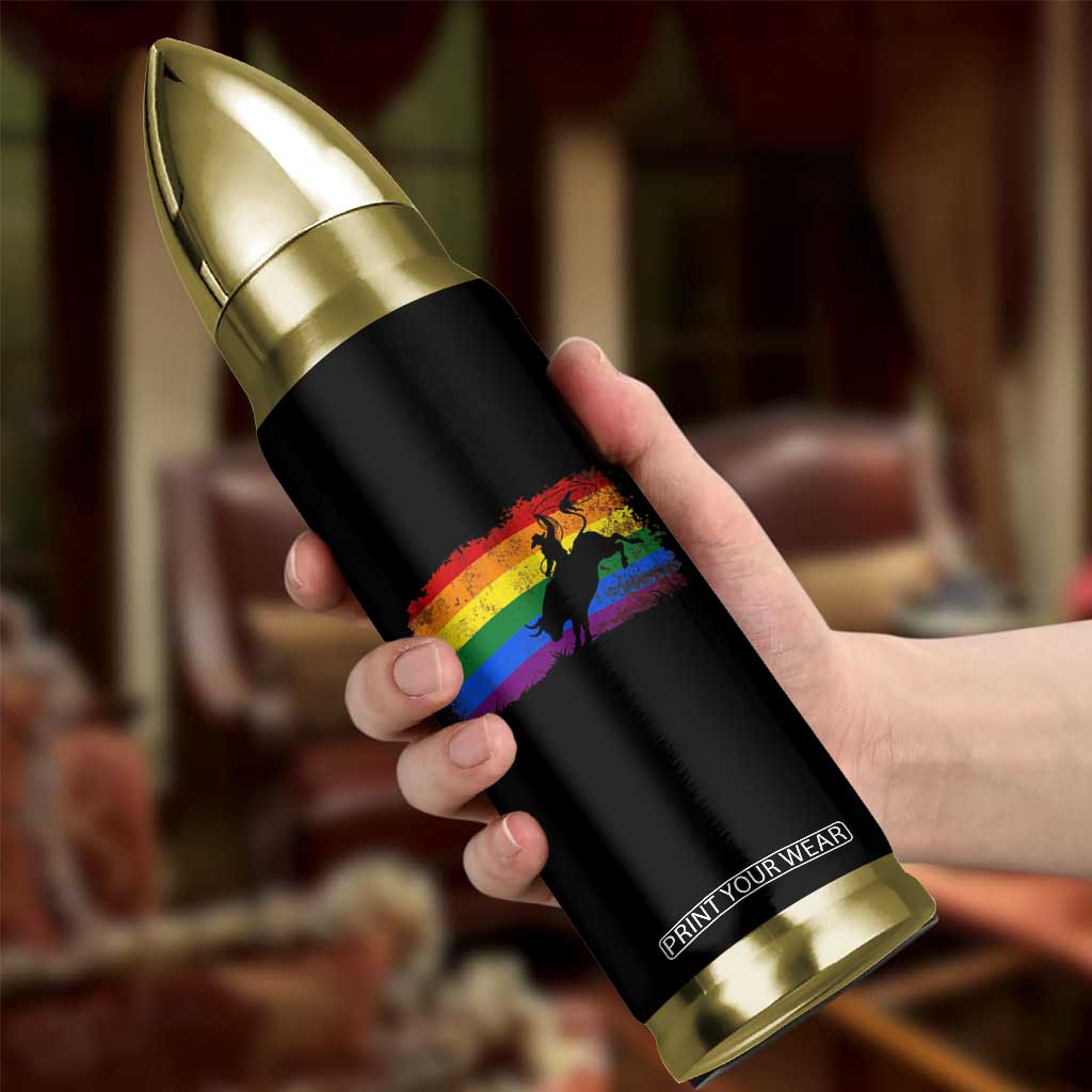 Rodeo Cowboy Bull Rider Western LGBTQ Rainbow Flag Bullet Tumbler TS14 Print Your Wear