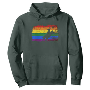 Rodeo Cowboy Bull Rider Western LGBTQ Rainbow Flag Hoodie TS14 Dark Forest Green Print Your Wear