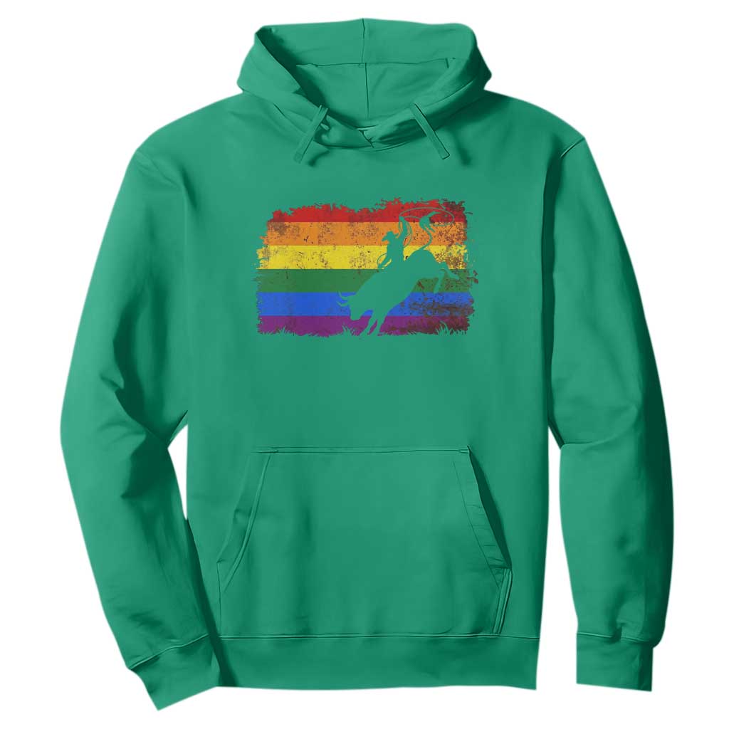 Rodeo Cowboy Bull Rider Western LGBTQ Rainbow Flag Hoodie TS14 Irish Green Print Your Wear