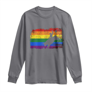 Rodeo Cowboy Bull Rider Western LGBTQ Rainbow Flag Long Sleeve Shirt