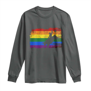 Rodeo Cowboy Bull Rider Western LGBTQ Rainbow Flag Long Sleeve Shirt