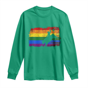 Rodeo Cowboy Bull Rider Western LGBTQ Rainbow Flag Long Sleeve Shirt