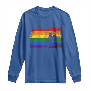 Rodeo Cowboy Bull Rider Western LGBTQ Rainbow Flag Long Sleeve Shirt