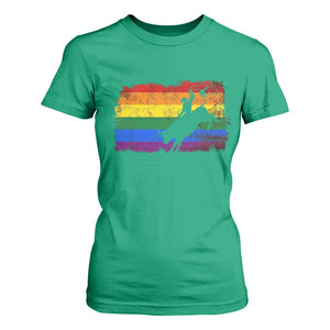 Rodeo Cowboy Bull Rider Western LGBTQ Rainbow Flag T Shirt For Women TS14 Irish Green Print Your Wear