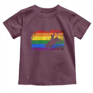 Rodeo Cowboy Bull Rider Western LGBTQ Rainbow Flag Toddler T Shirt TS14 Maroon Print Your Wear