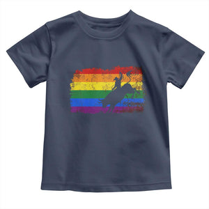 Rodeo Cowboy Bull Rider Western LGBTQ Rainbow Flag Toddler T Shirt TS14 Navy Print Your Wear