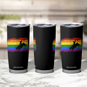 Rodeo Cowboy Bull Rider Western LGBTQ Rainbow Flag Tumbler Cup TS14 Print Your Wear
