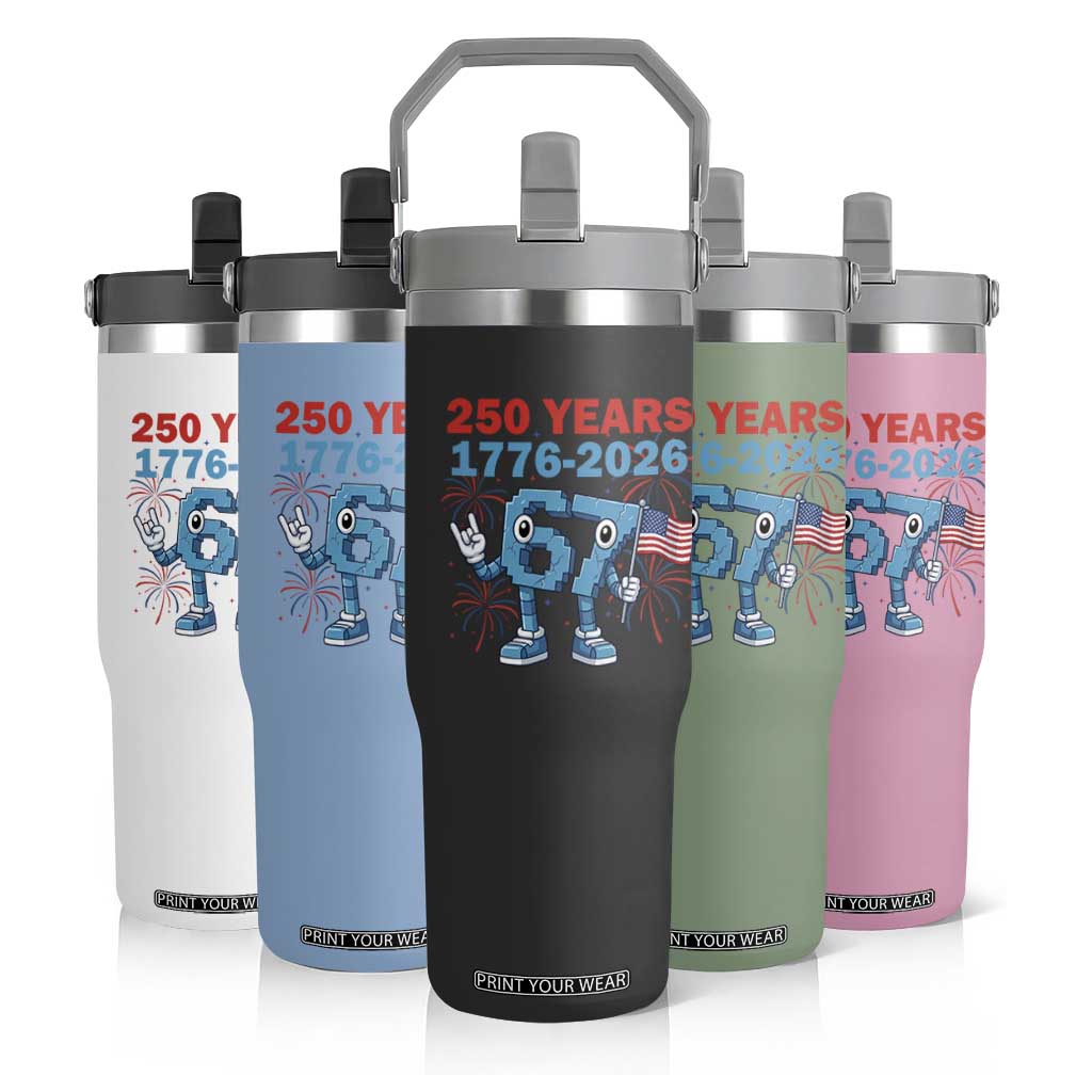 250th America Anniversary Flip Straw Tumbler Funny Italian Brainrot Meme 4th of July TS14 Print Your Wear