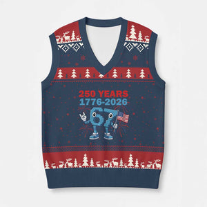 250th America Anniversary V-Neck Knit Sweater Vest Funny Italian Brainrot Meme 4th of July TS14 Navy Red Print Your Wear