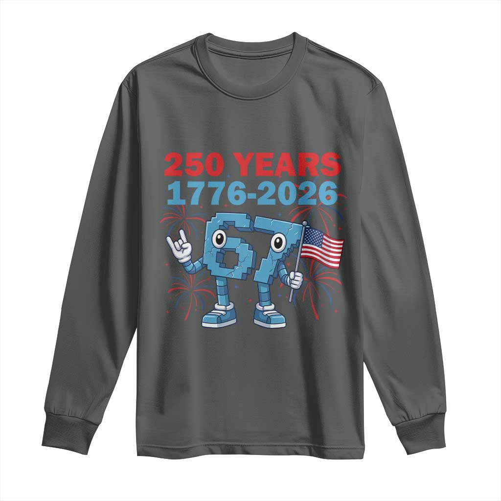 250th America Anniversary Long Sleeve Shirt Funny Italian Brainrot Meme 4th of July TS14 Dark Heather Print Your Wear