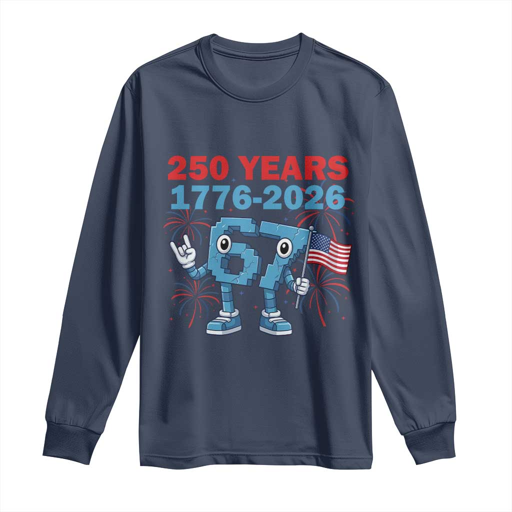 250th America Anniversary Long Sleeve Shirt Funny Italian Brainrot Meme 4th of July TS14 Navy Print Your Wear