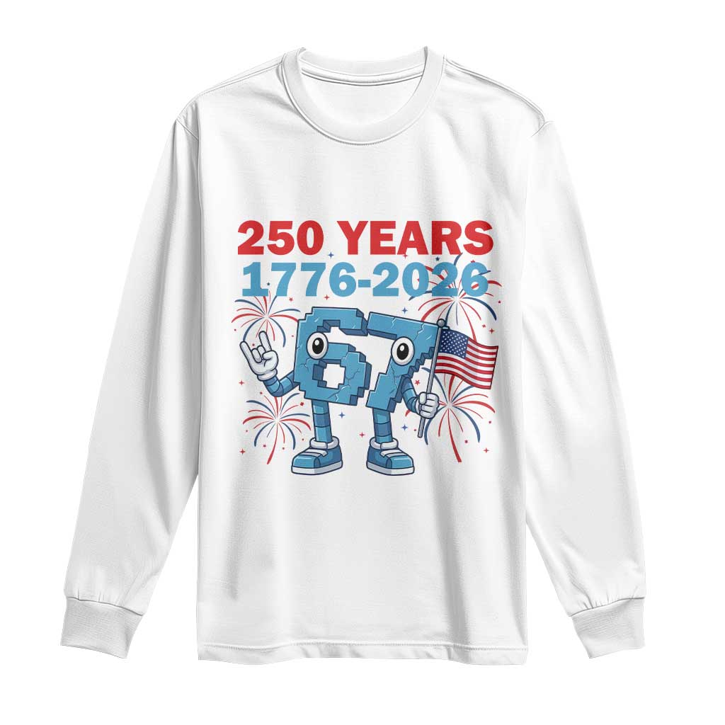250th America Anniversary Long Sleeve Shirt Funny Italian Brainrot Meme 4th of July TS14 White Print Your Wear