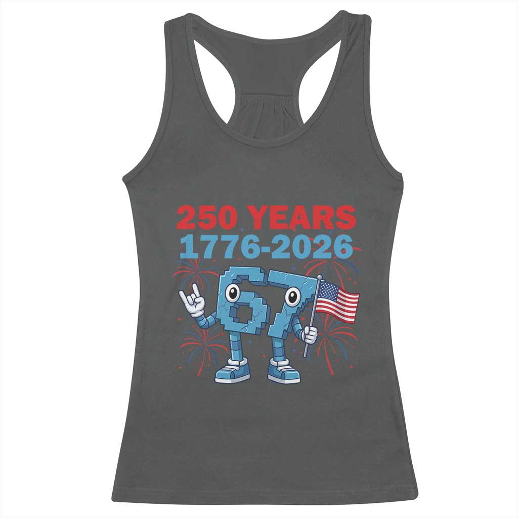 250th America Anniversary Racerback Tank Top Funny Italian Brainrot Meme 4th of July TS14 Dark Heather Print Your Wear