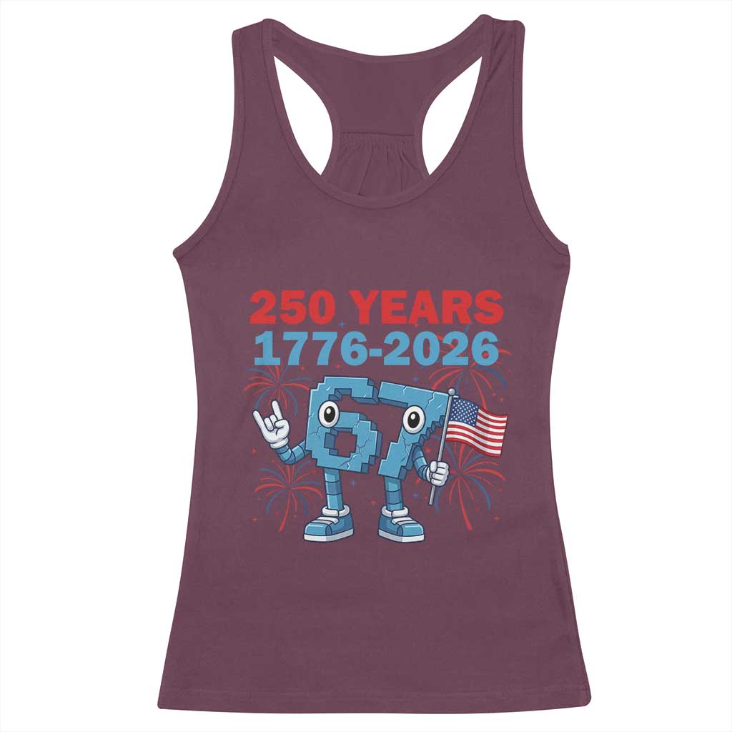 250th America Anniversary Racerback Tank Top Funny Italian Brainrot Meme 4th of July TS14 Maroon Print Your Wear