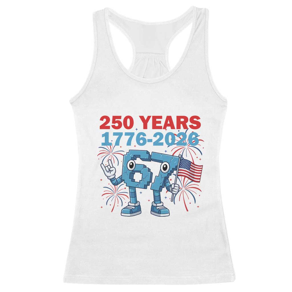 250th America Anniversary Racerback Tank Top Funny Italian Brainrot Meme 4th of July TS14 White Print Your Wear