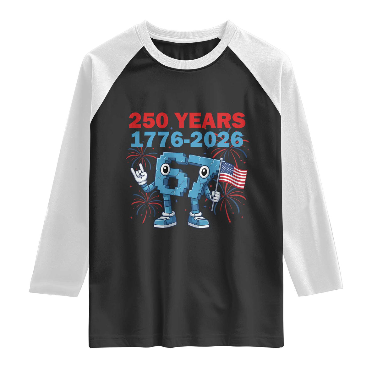 250th America Anniversary Raglan Shirt Funny Italian Brainrot Meme 4th of July TS14 Black White Print Your Wear