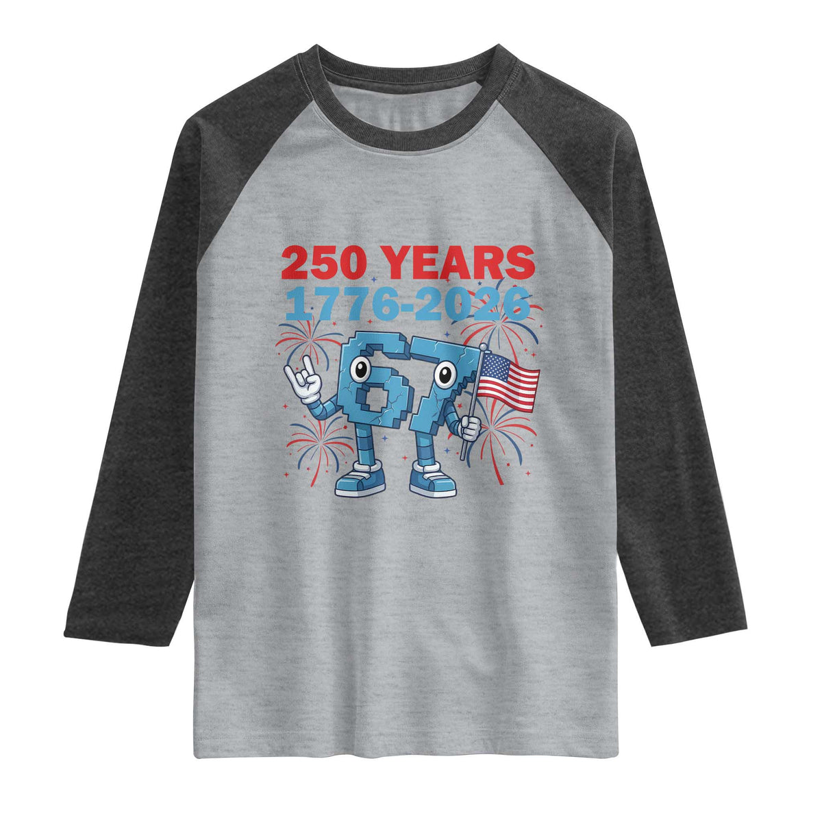 250th America Anniversary Raglan Shirt Funny Italian Brainrot Meme 4th of July TS14 Heather Gray Heather Charcoal Print Your Wear