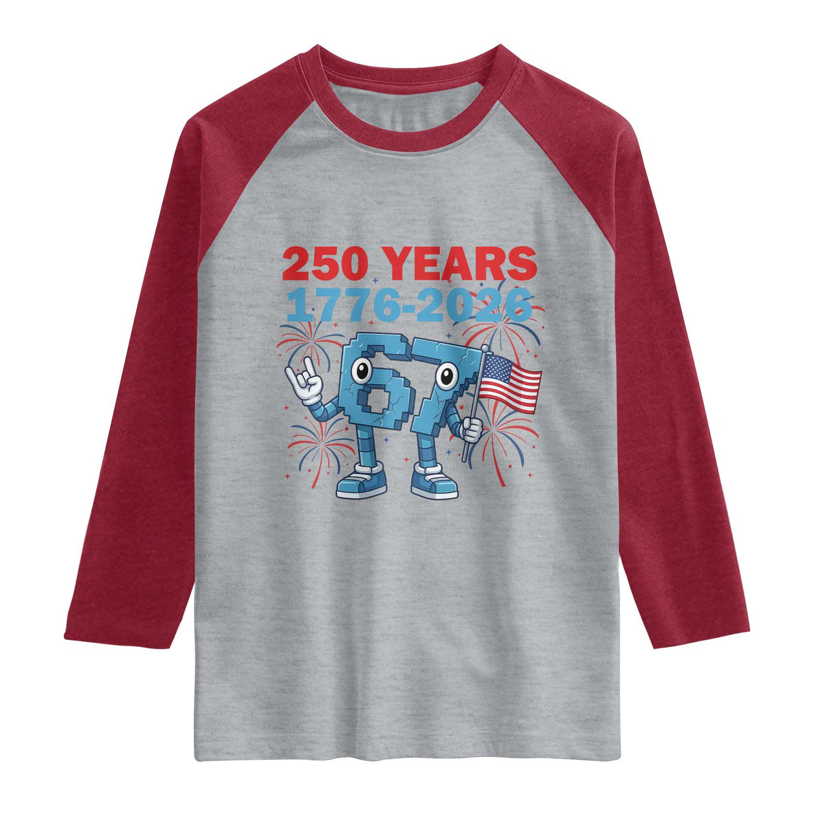 250th America Anniversary Raglan Shirt Funny Italian Brainrot Meme 4th of July TS14 Heather Gray Heather Red Print Your Wear
