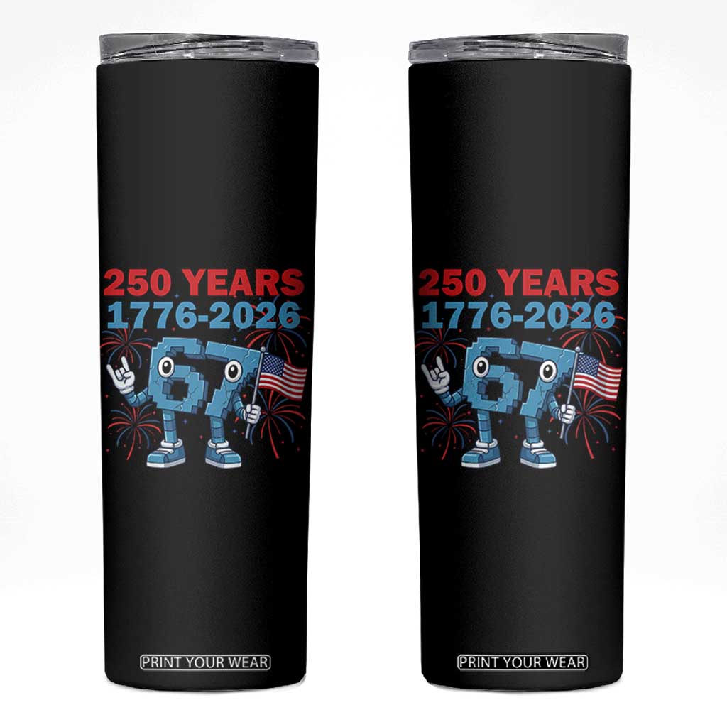 250th America Anniversary Skinny Tumbler Funny Italian Brainrot Meme 4th of July TS14 Black Print Your Wear