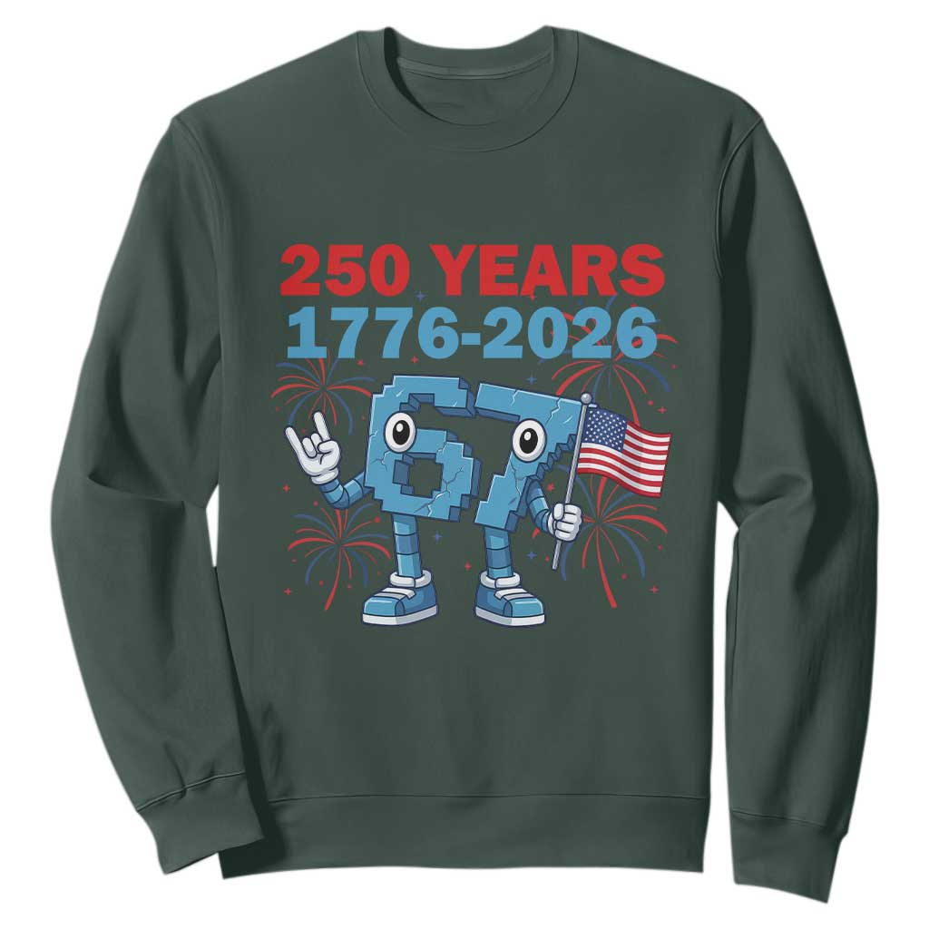 250th America Anniversary Sweatshirt Funny Italian Brainrot Meme 4th of July TS14 Dark Forest Green Print Your Wear
