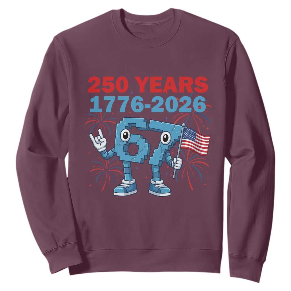 250th America Anniversary Sweatshirt Funny Italian Brainrot Meme 4th of July TS14 Maroon Print Your Wear