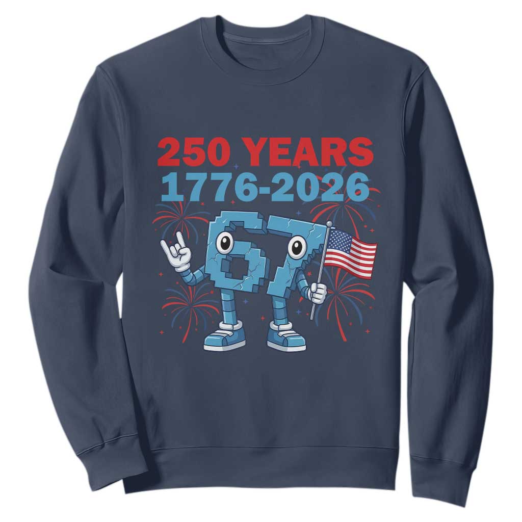 250th America Anniversary Sweatshirt Funny Italian Brainrot Meme 4th of July TS14 Navy Print Your Wear