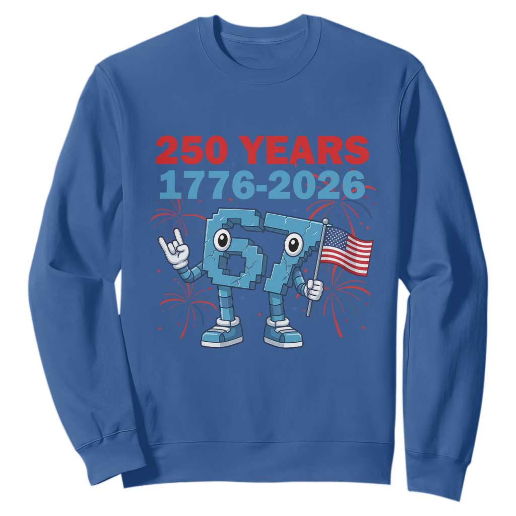 250th America Anniversary Sweatshirt Funny Italian Brainrot Meme 4th of July TS14 Royal Blue Print Your Wear
