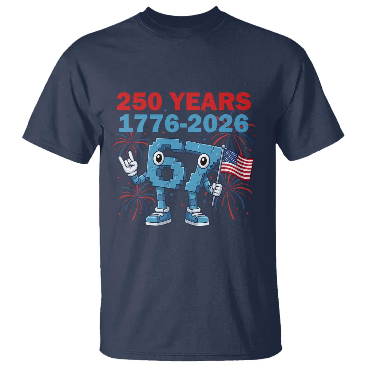 250th America Anniversary T Shirt Funny Italian Brainrot Meme 4th of July TS14 Navy Print Your Wear