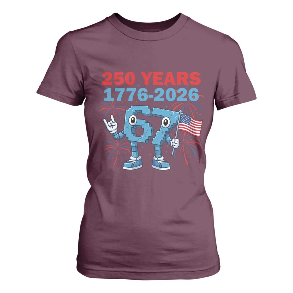 250th America Anniversary T Shirt For Women Funny Italian Brainrot Meme 4th of July TS14 Maroon Print Your Wear