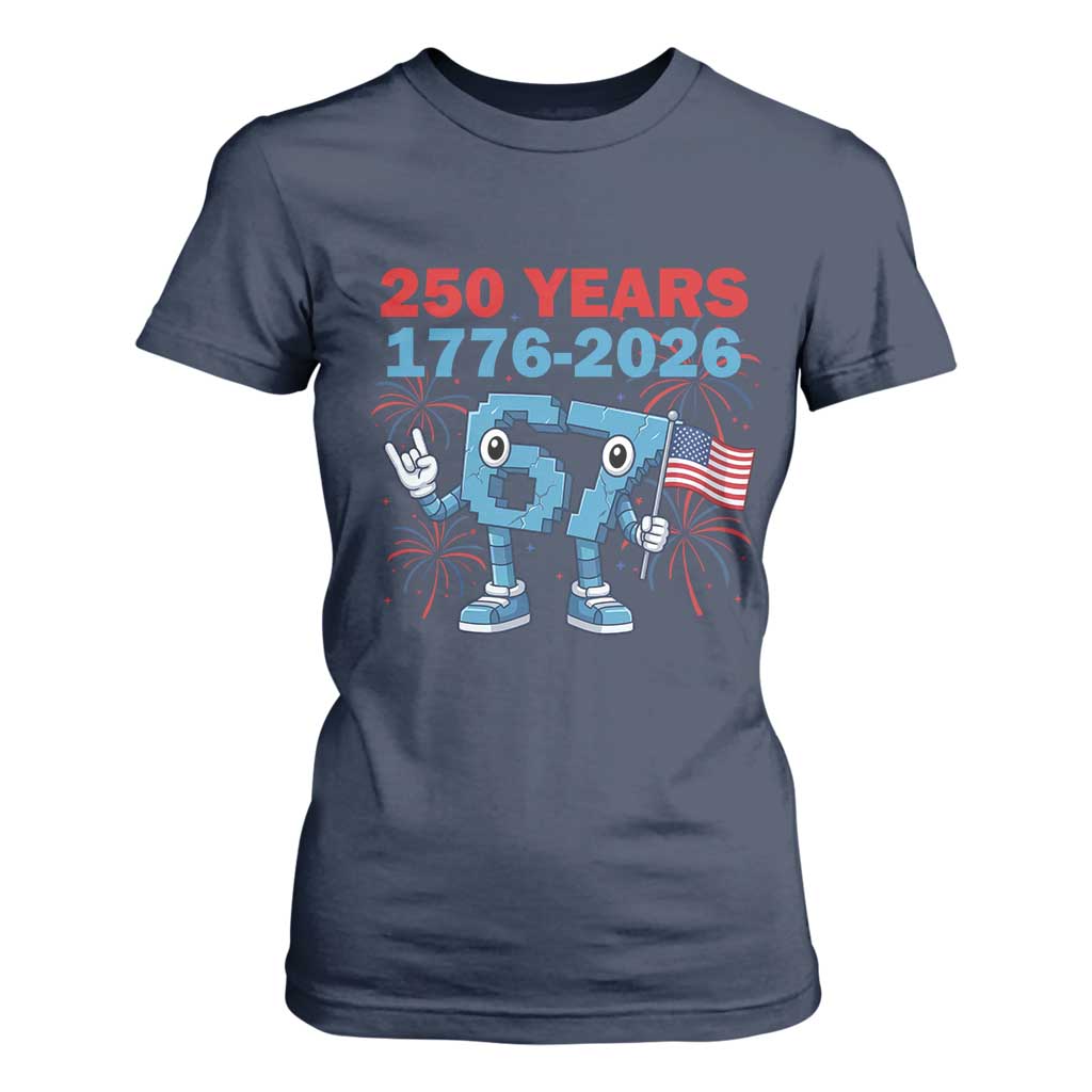250th America Anniversary T Shirt For Women Funny Italian Brainrot Meme 4th of July TS14 Navy Print Your Wear