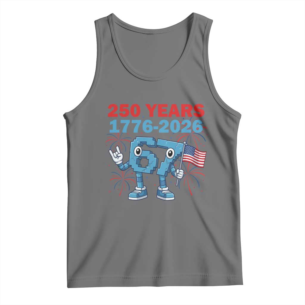 250th America Anniversary Tank Top Funny Italian Brainrot Meme 4th of July TS14 Black Heather Print Your Wear