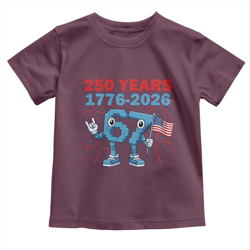 250th America Anniversary Toddler T Shirt Funny Italian Brainrot Meme 4th of July TS14 Maroon Print Your Wear