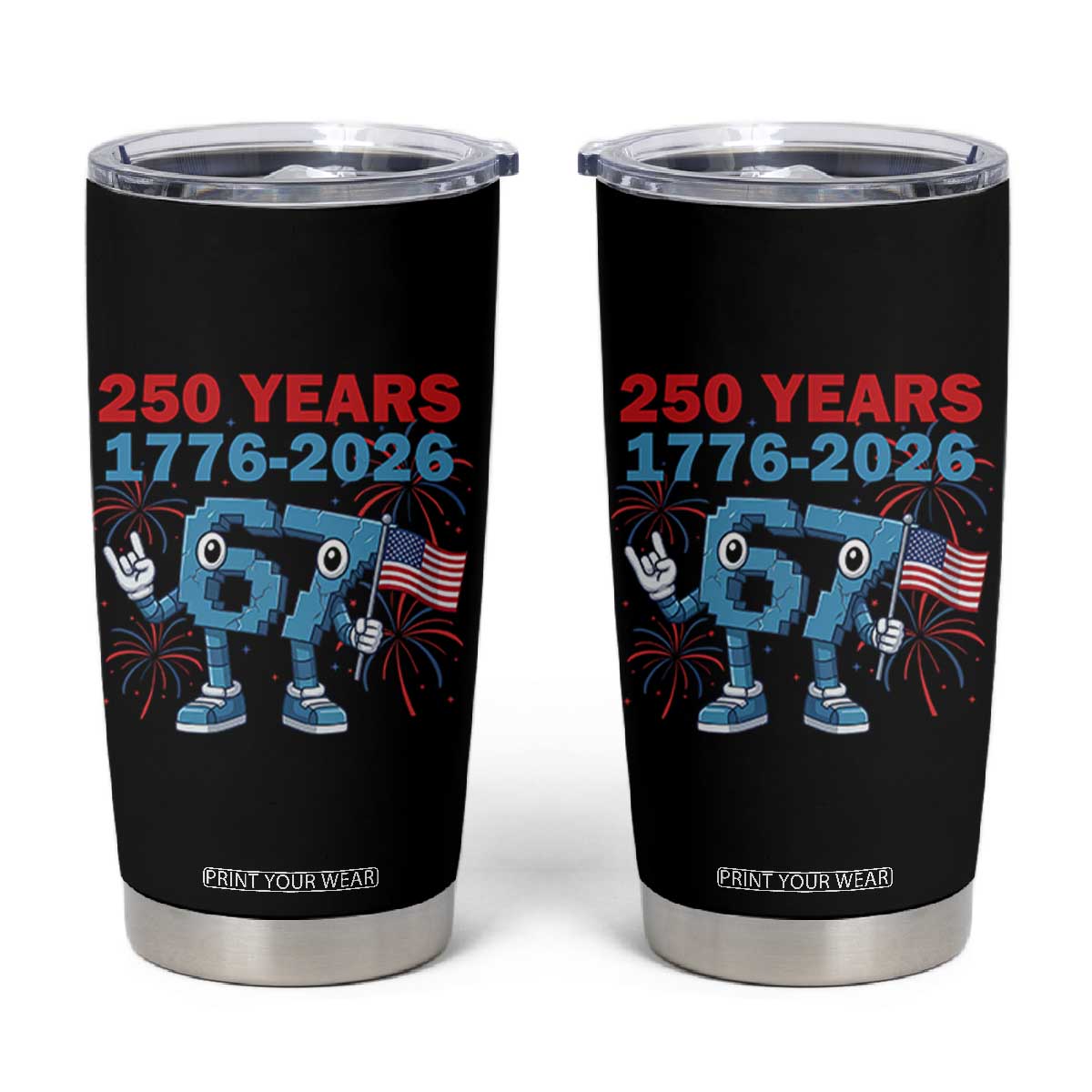250th America Anniversary Tumbler Cup Funny Italian Brainrot Meme 4th of July TS14 Black Print Your Wear