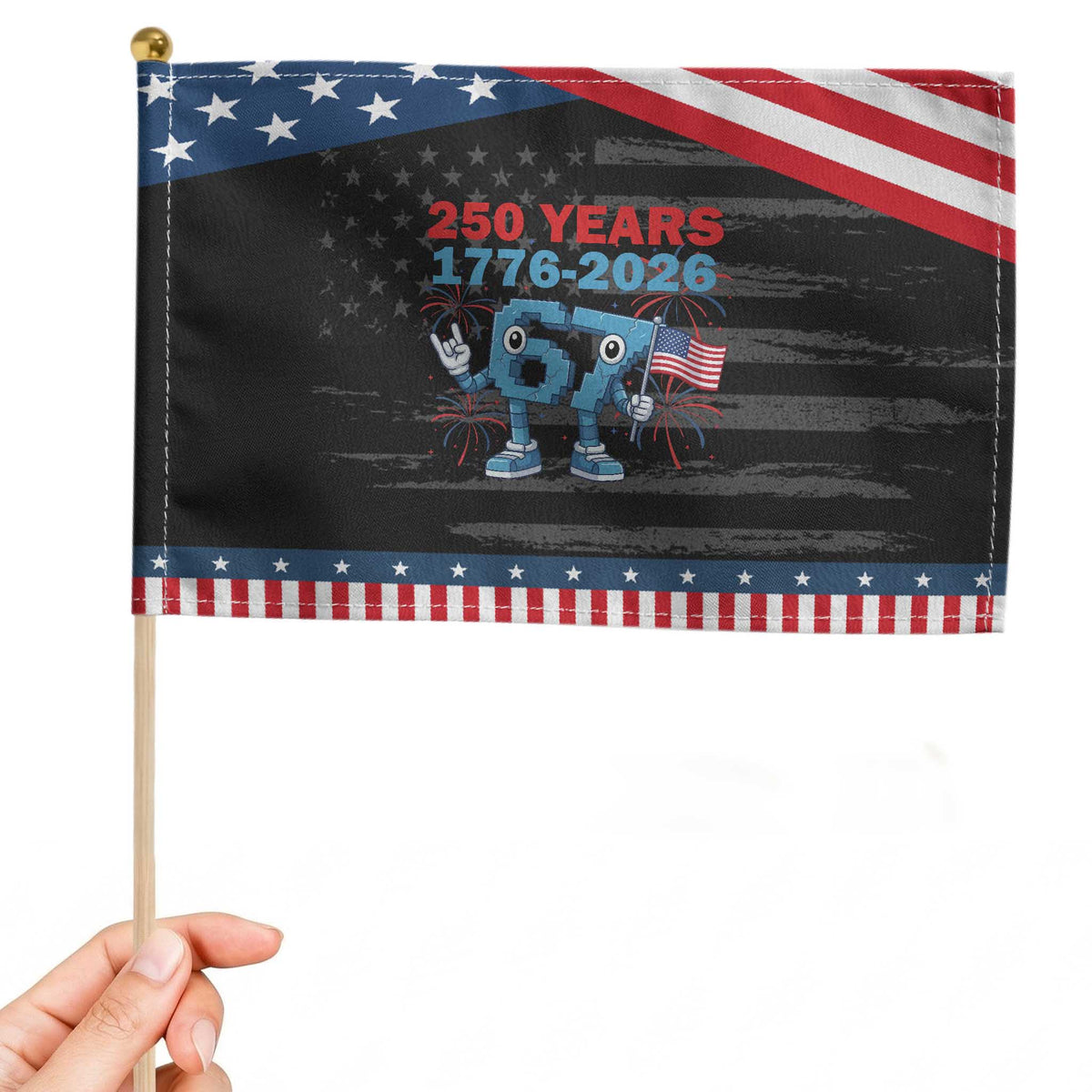250th America Anniversary Patriotic Handheld Flag Funny Italian Brainrot Meme 4th of July