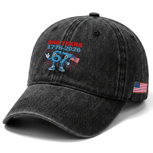 250th America Anniversary Washed Cotton Baseball Cap Funny Italian Brainrot Meme 4th of July