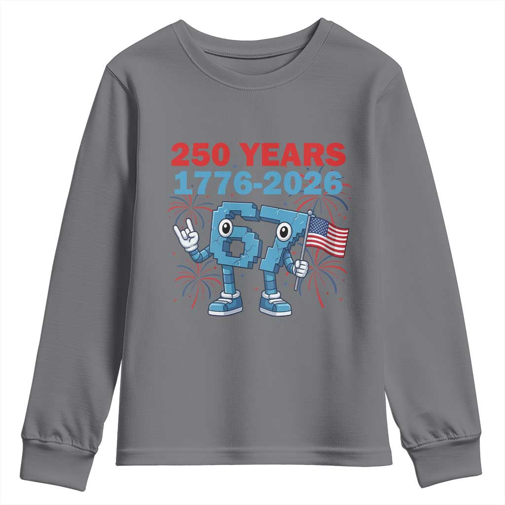 250th America Anniversary Youth Sweatshirt Funny Italian Brainrot Meme 4th of July TS14 Charcoal Print Your Wear
