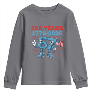 250th America Anniversary Youth Sweatshirt Funny Italian Brainrot Meme 4th of July TS14 Charcoal Print Your Wear