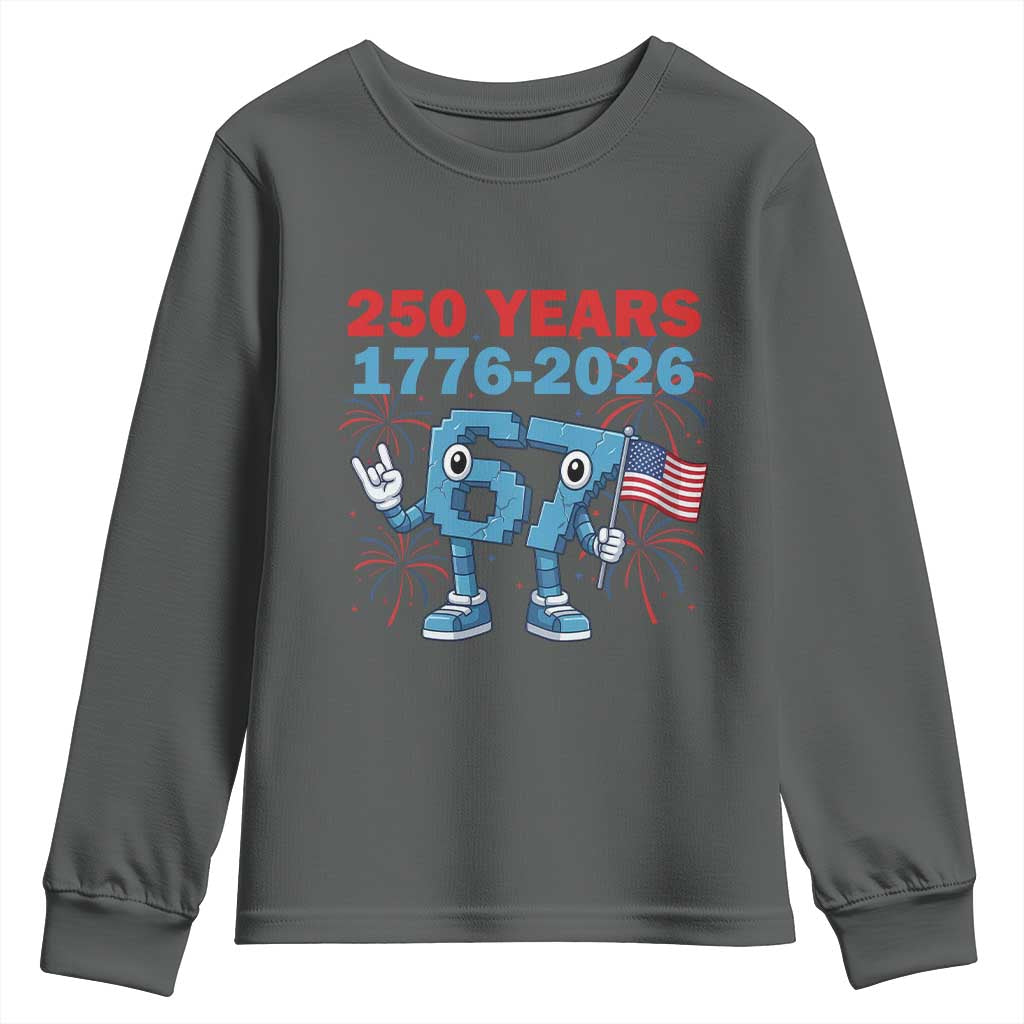 250th America Anniversary Youth Sweatshirt Funny Italian Brainrot Meme 4th of July TS14 Dark Heather Print Your Wear