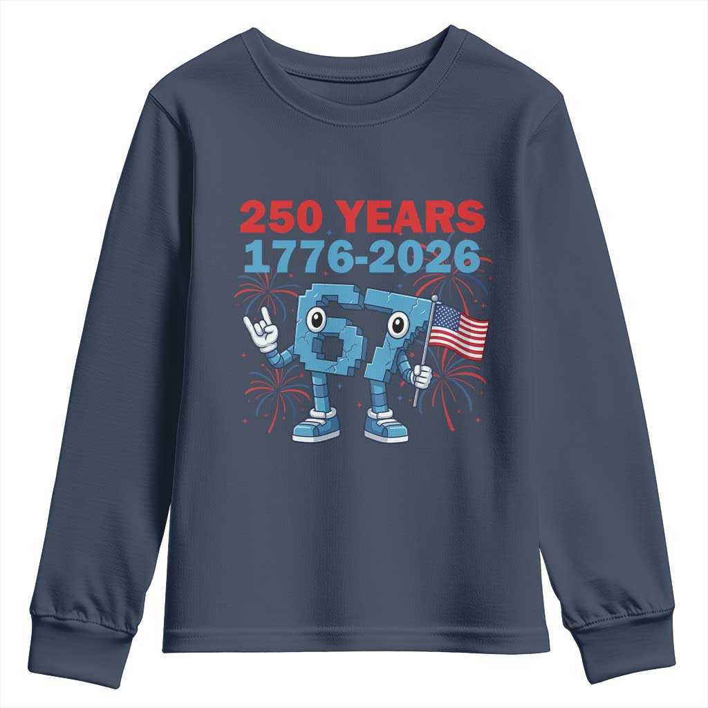 250th America Anniversary Youth Sweatshirt Funny Italian Brainrot Meme 4th of July TS14 Navy Print Your Wear