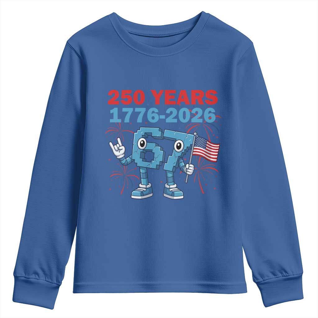 250th America Anniversary Youth Sweatshirt Funny Italian Brainrot Meme 4th of July TS14 Royal Blue Print Your Wear