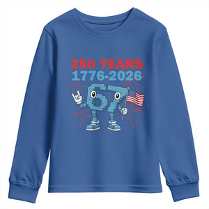 250th America Anniversary Youth Sweatshirt Funny Italian Brainrot Meme 4th of July TS14 Royal Blue Print Your Wear