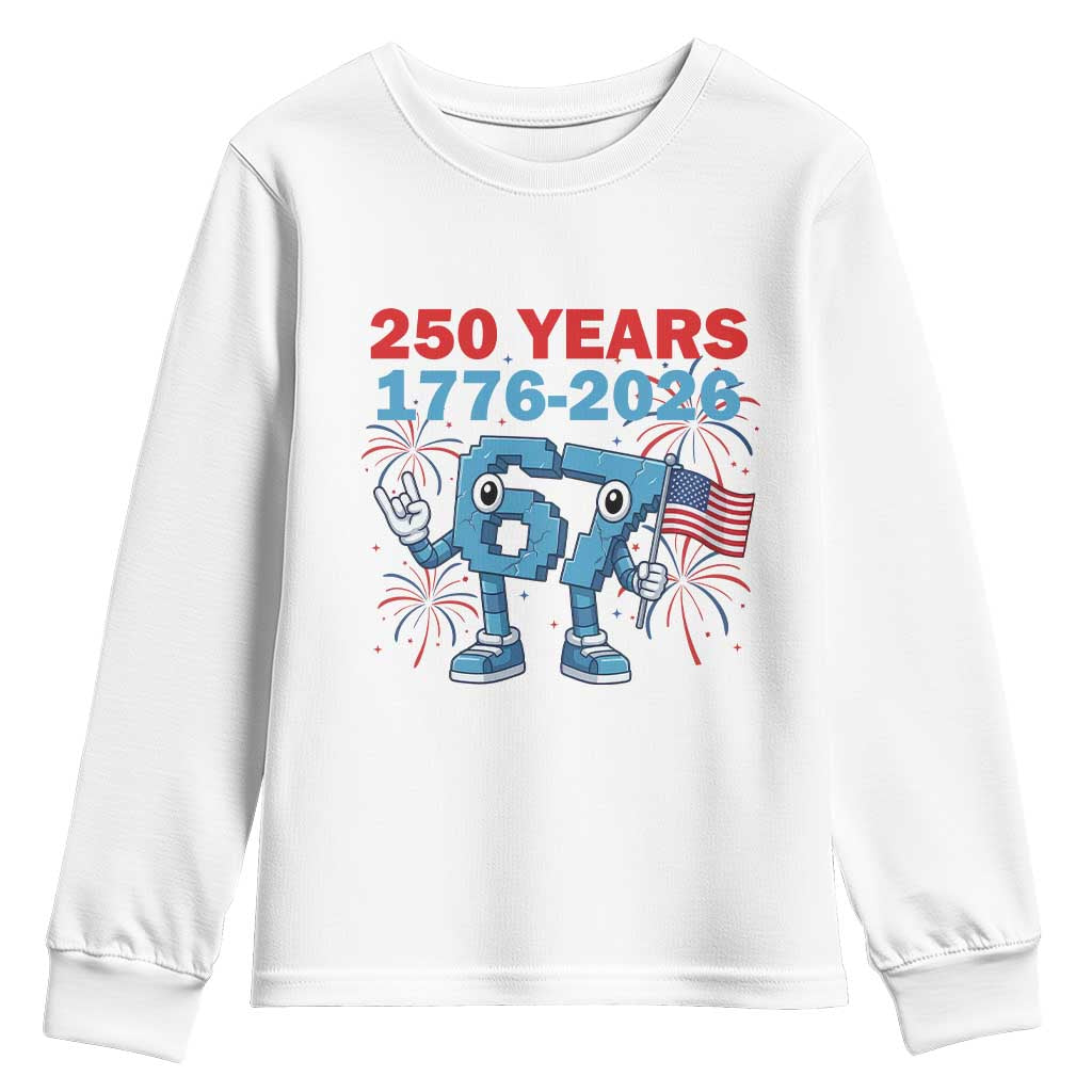 250th America Anniversary Youth Sweatshirt Funny Italian Brainrot Meme 4th of July TS14 White Print Your Wear