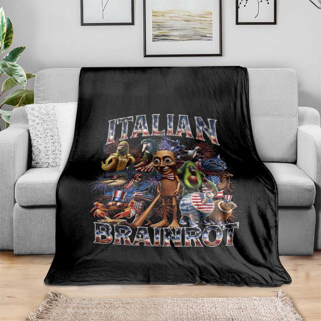 Funny Italian Brainrot Meme 4th of July Throw Blanket