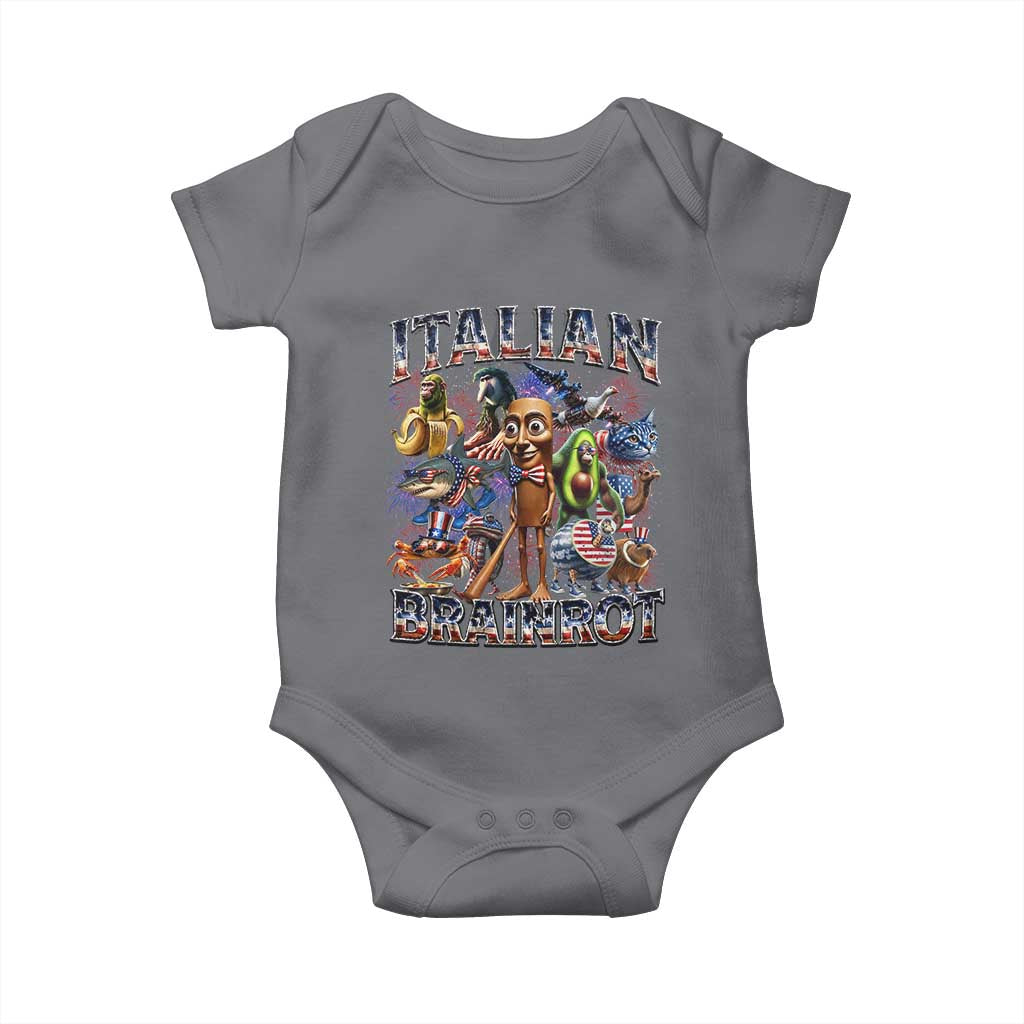 Funny Italian Brainrot Meme 4th of July Baby Onesie TS14 Charcoal Print Your Wear