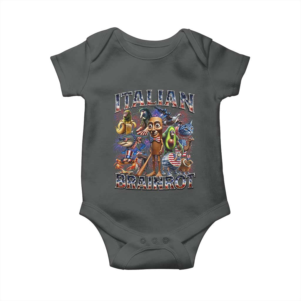 Funny Italian Brainrot Meme 4th of July Baby Onesie TS14 Dark Heather Print Your Wear