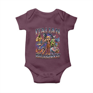 Funny Italian Brainrot Meme 4th of July Baby Onesie TS14 Maroon Print Your Wear