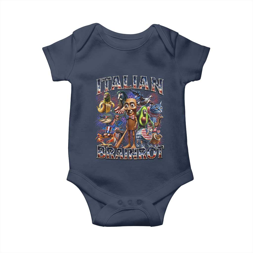 Funny Italian Brainrot Meme 4th of July Baby Onesie TS14 Navy Print Your Wear