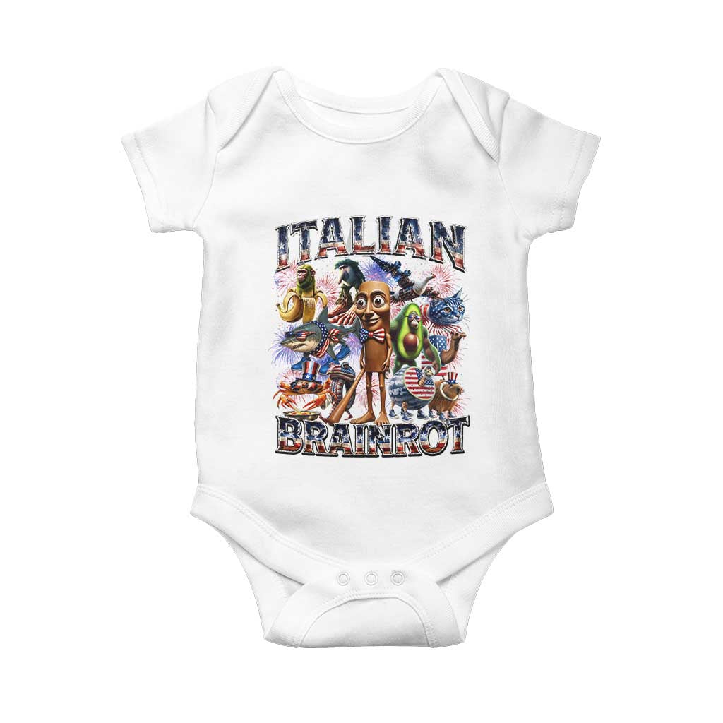 Funny Italian Brainrot Meme 4th of July Baby Onesie TS14 White Print Your Wear